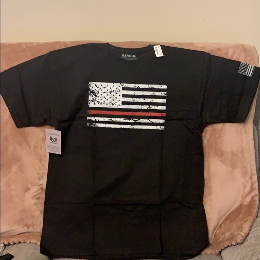 Thin Red Line US Flag Tactical Graphics Mens Tee